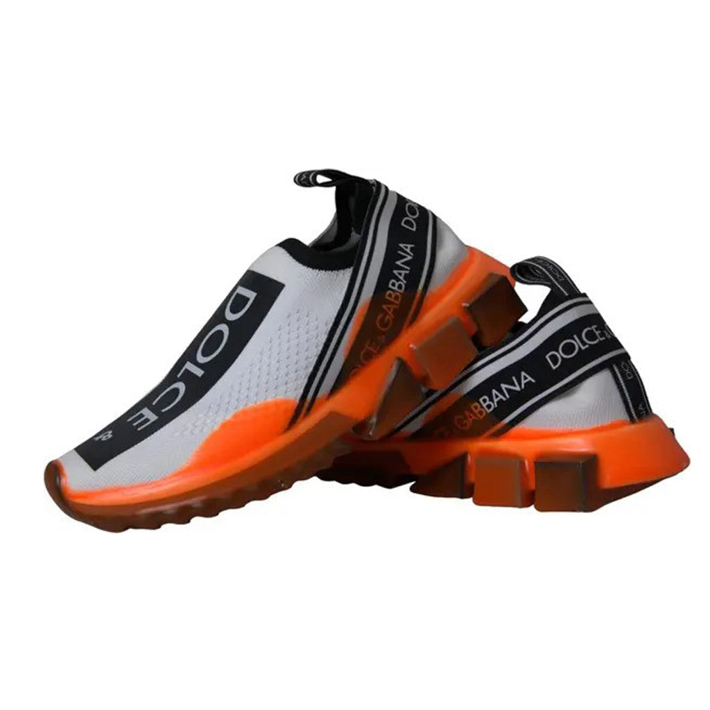 Dolce & Gabbana - Black White Orange Slip On Sorrento Sneakers Shoes