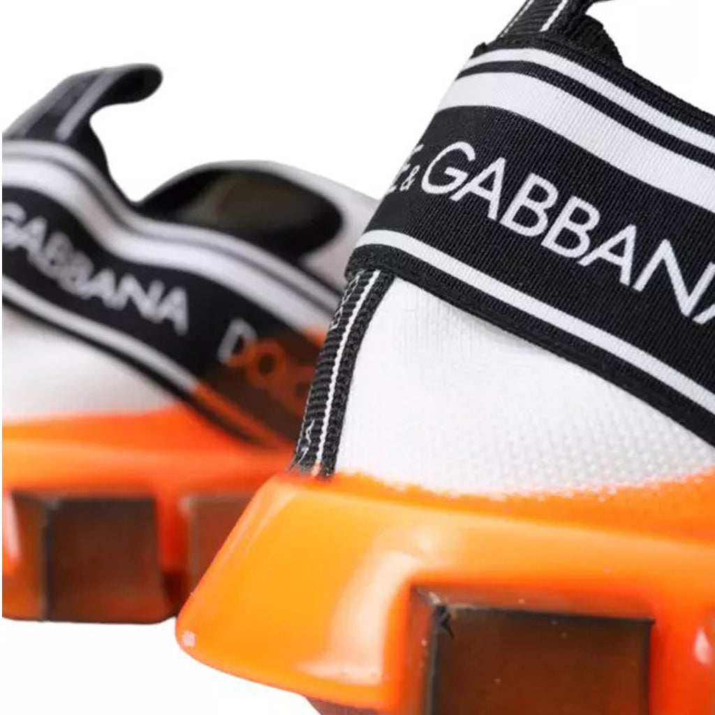Dolce & Gabbana - Black White Orange Slip On Sorrento Sneakers Shoes