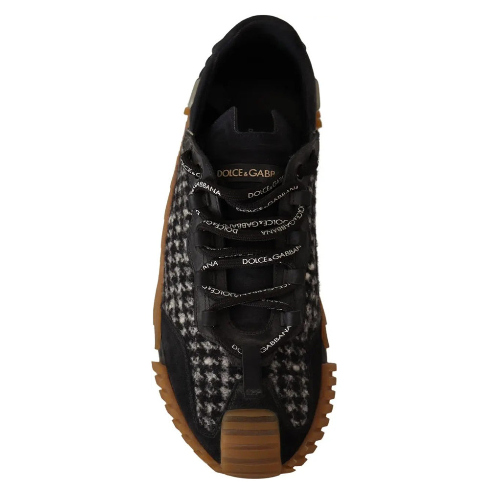 Dolce & Gabbana - Black White Fabric Lace Up NS1 Sneakers