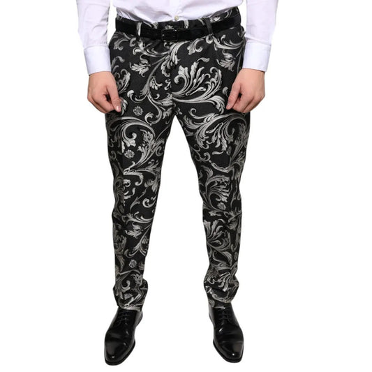 Dolce & Gabbana Black Jacquard Skinny Dress Pants