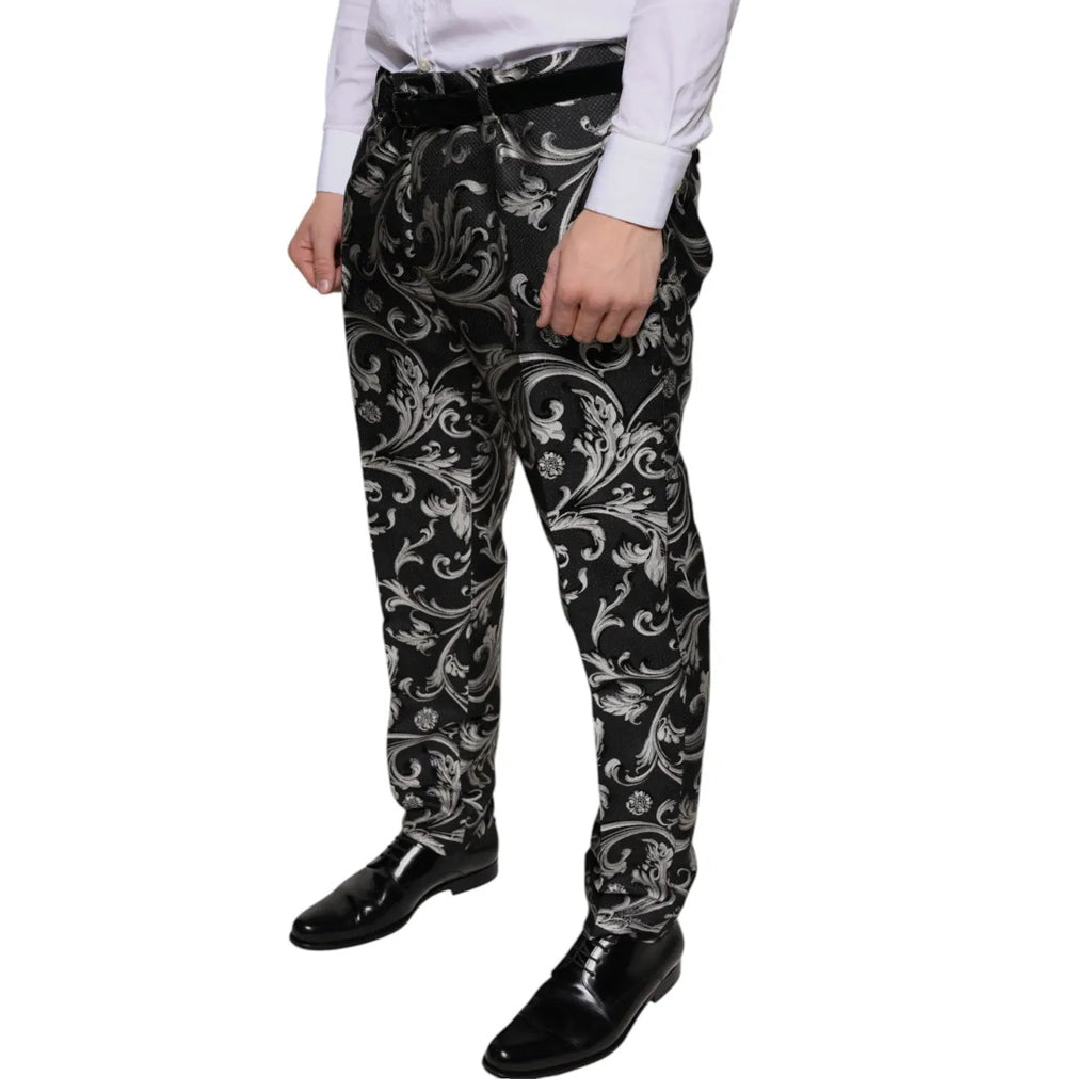 Dolce & Gabbana Black Jacquard Skinny Dress Pants