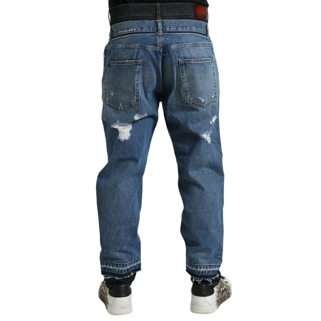 Dolce & Gabbana - Blue Tattered Cotton Men Denim Jeans