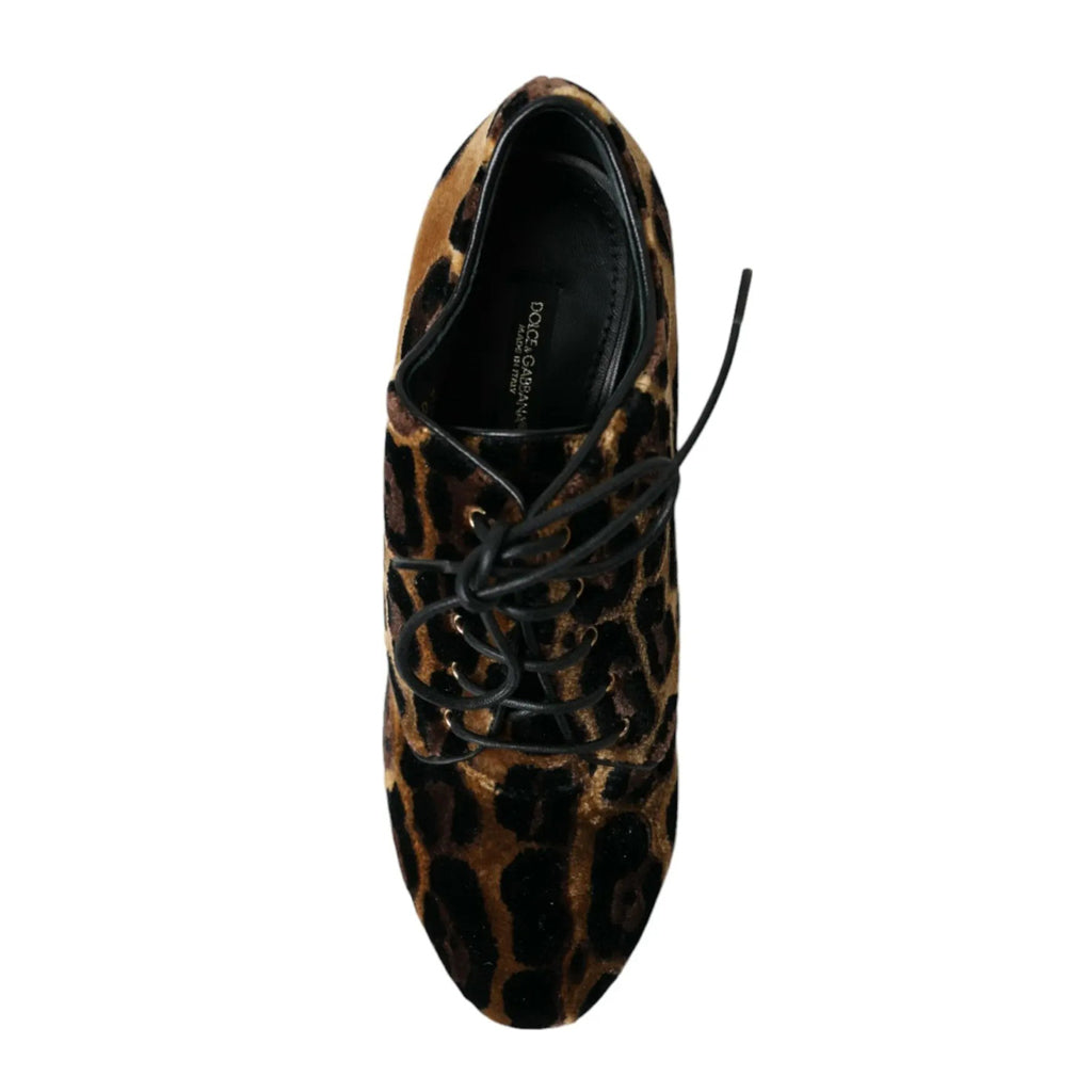 Dolce & Gabbana - Brown Leopard Hair Lace Up Booties Shoes