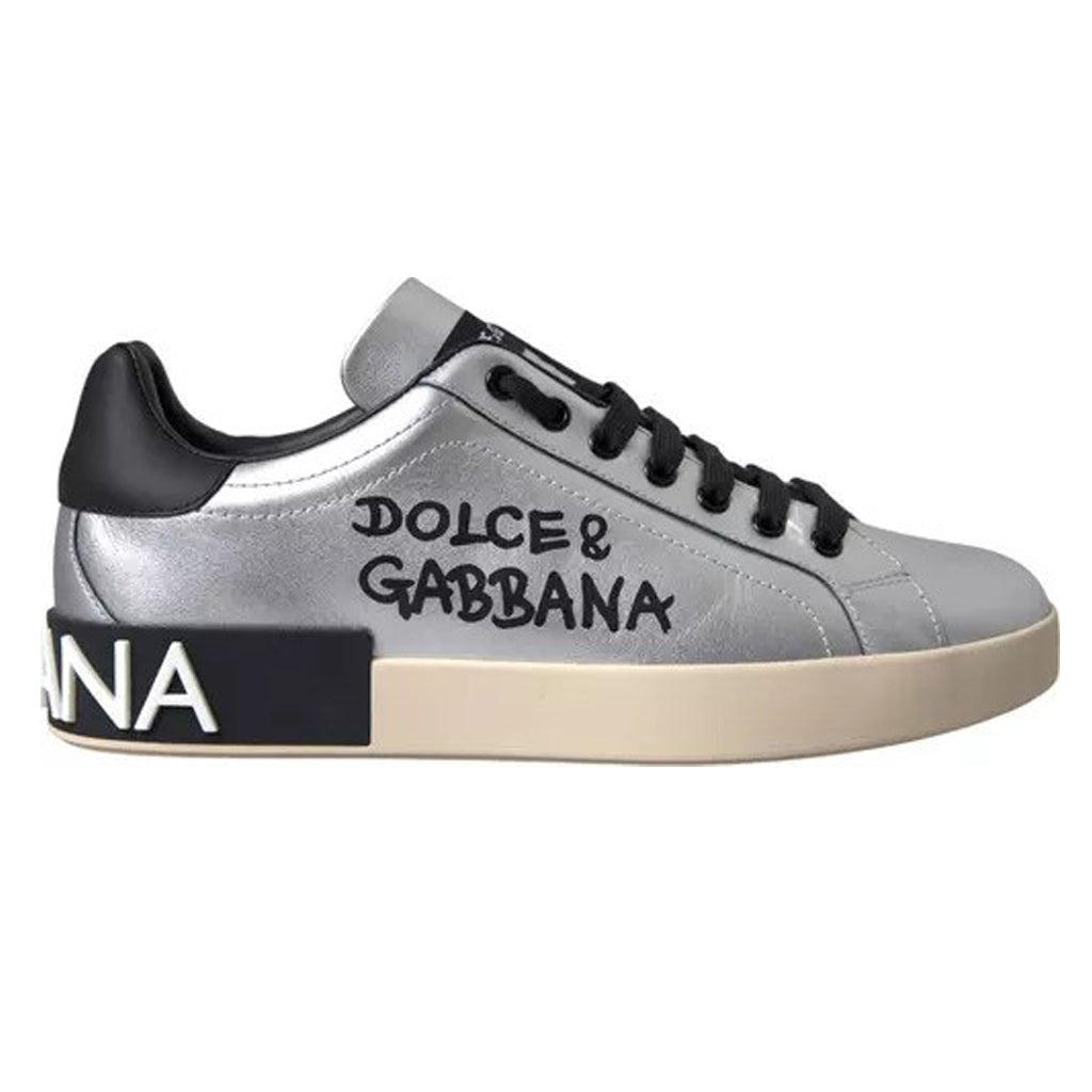 Dolce & Gabbana - Silver Portofino Calf Leather Sneakers Men Shoes