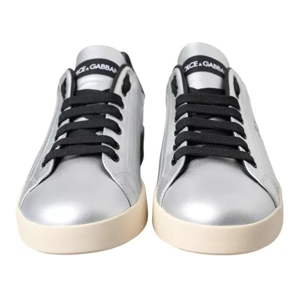 Dolce & Gabbana - Silver Portofino Calf Leather Sneakers Men Shoes