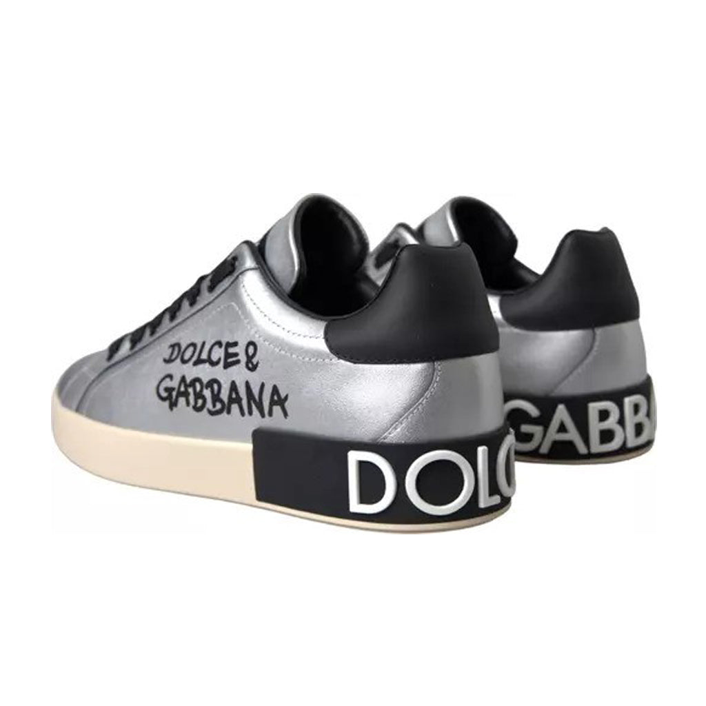 Dolce & Gabbana - Silver Portofino Calf Leather Sneakers Men Shoes