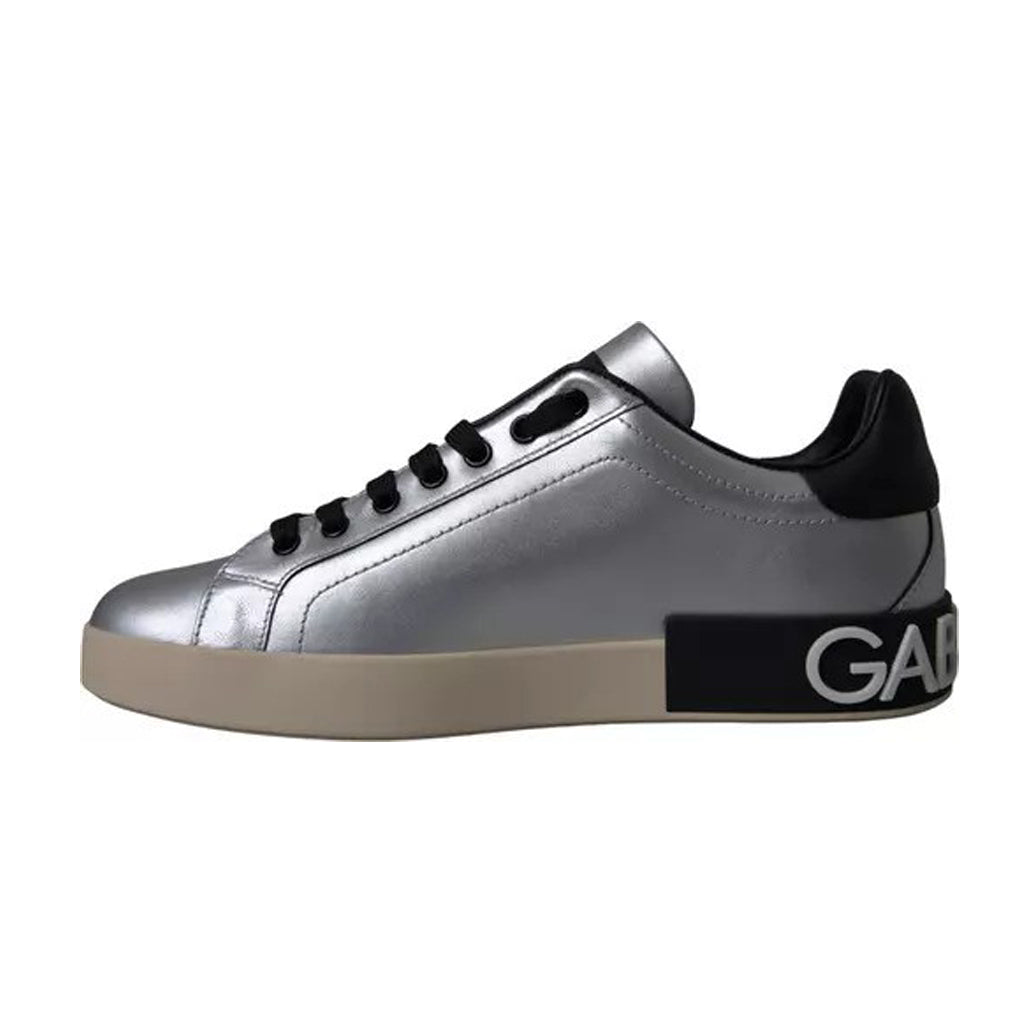 Dolce & Gabbana - Silver Portofino Calf Leather Sneakers Men Shoes
