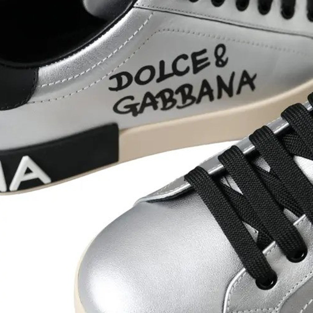 Dolce & Gabbana - Silver Portofino Calf Leather Sneakers Men Shoes