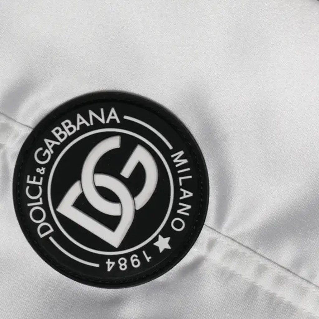 Dolce & Gabbana - White Polyester Logo Full Zip Bomber Jacket