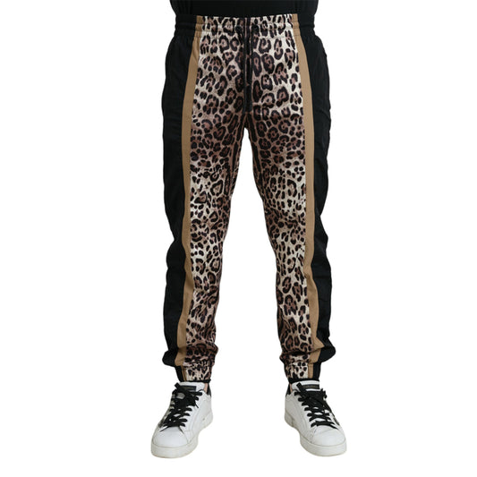 Dolce & Gabbana Brown Leopard Print Polyester Jogger Pants