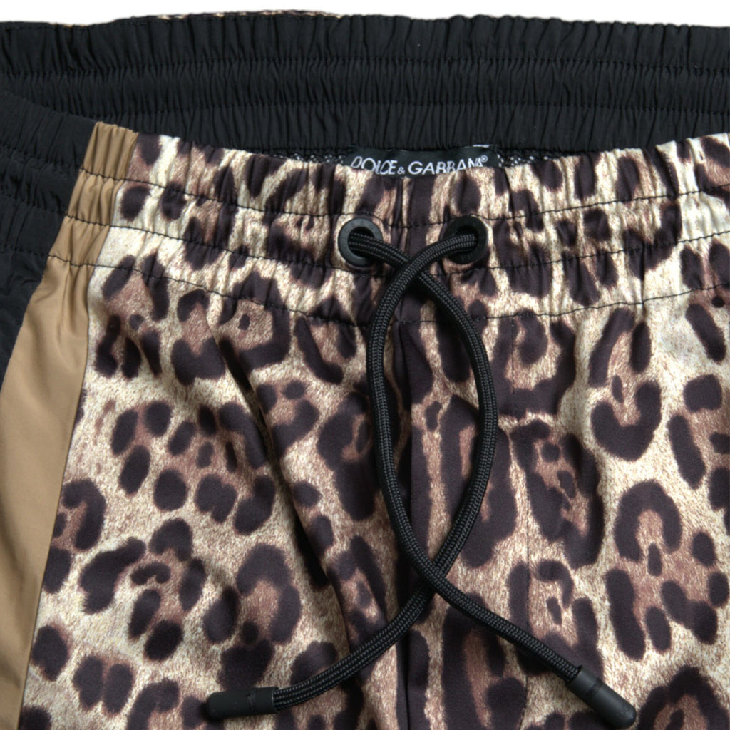 Dolce & Gabbana Brown Leopard Print Polyester Jogger Pants