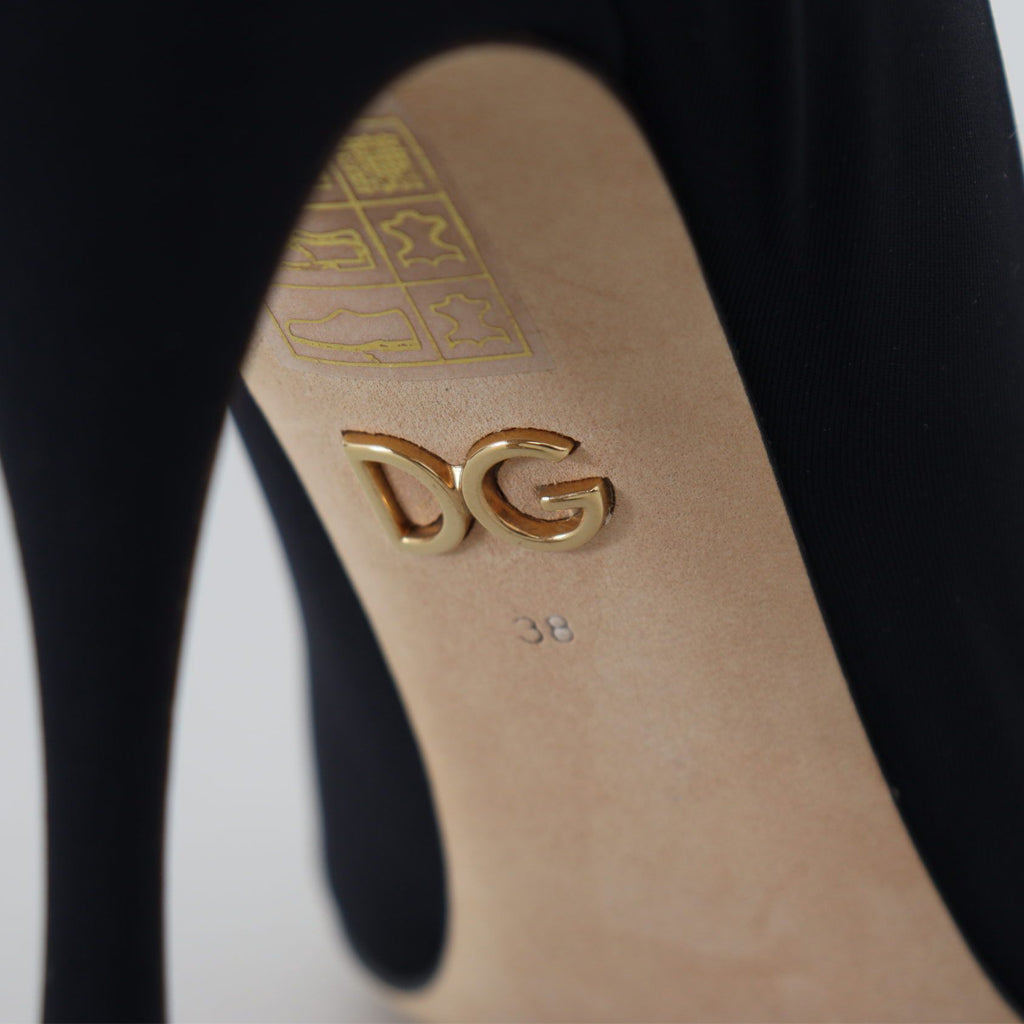 DOLCE & GABBANA Chic Black Mary Jane Sock Pumps with Crystals