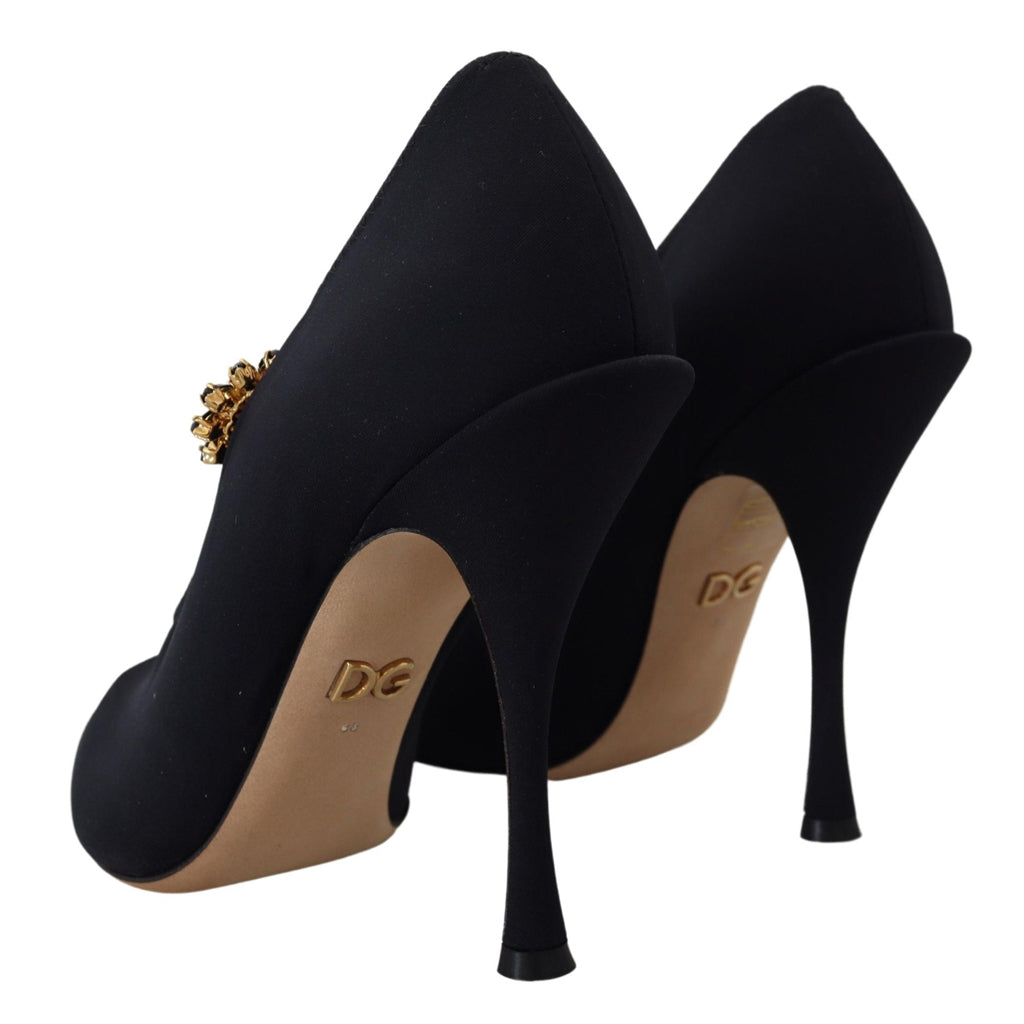 DOLCE & GABBANA Chic Black Mary Jane Sock Pumps with Crystals