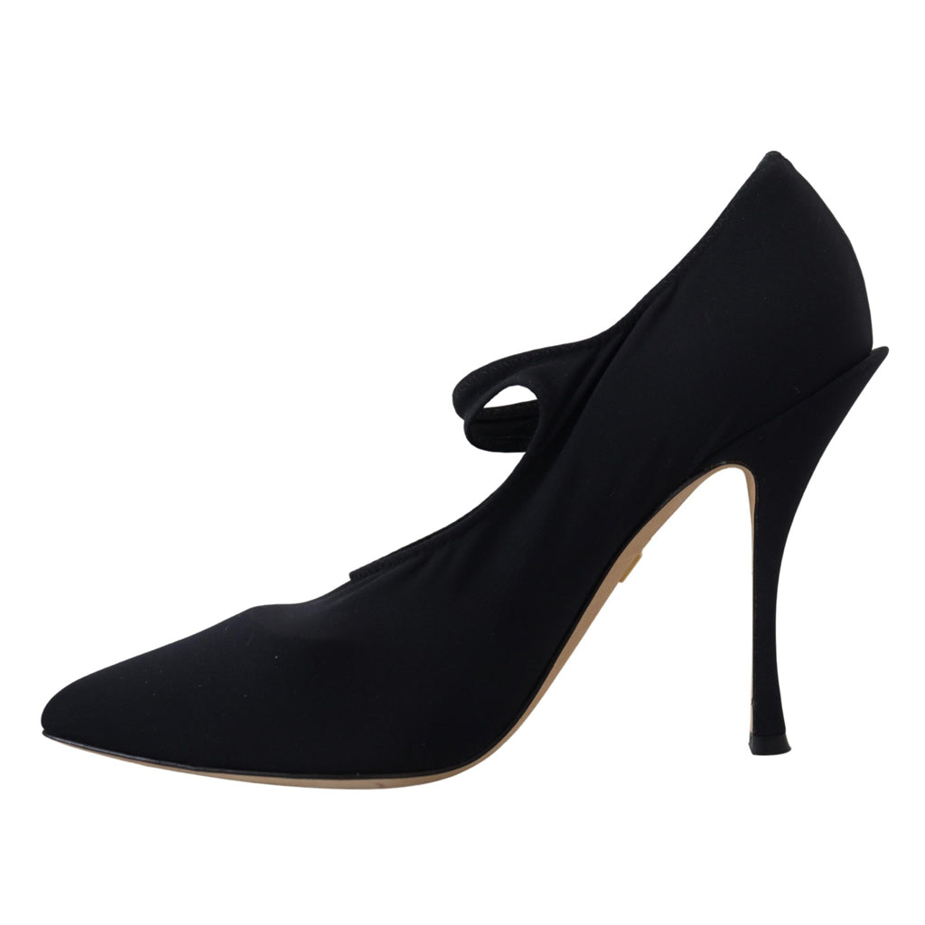 DOLCE & GABBANA Chic Black Mary Jane Sock Pumps with Crystals