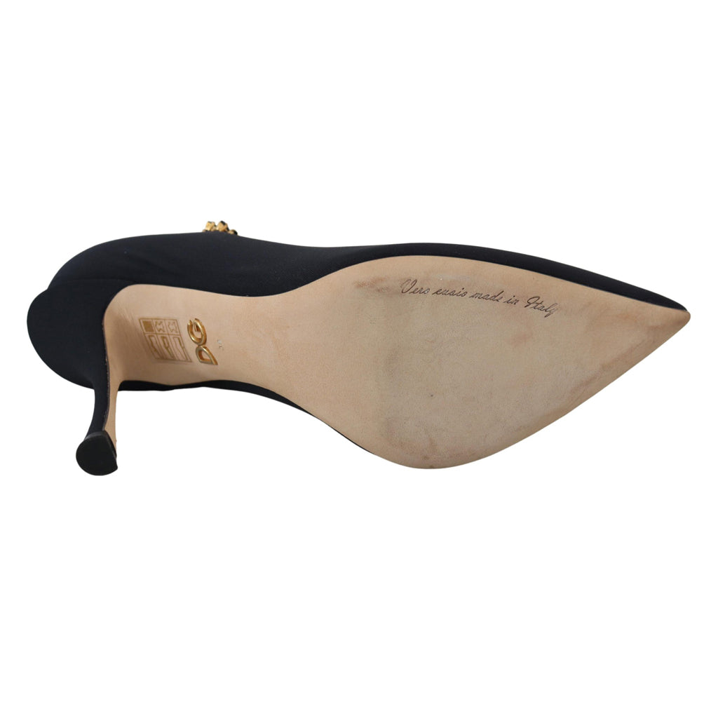 DOLCE & GABBANA Chic Black Mary Jane Sock Pumps with Crystals