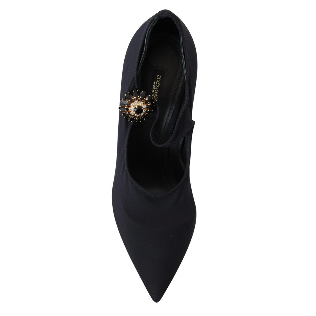 DOLCE & GABBANA Chic Black Mary Jane Sock Pumps with Crystals