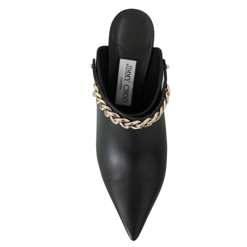 JIMMY CHOO Elegant Black Gold Leather Pumps