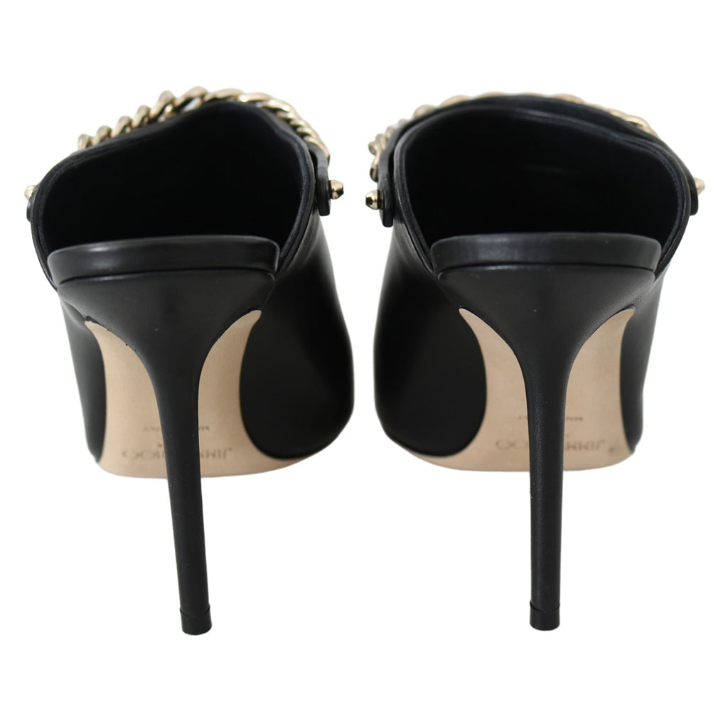 JIMMY CHOO Elegant Black Gold Leather Pumps