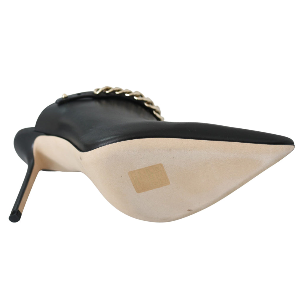 JIMMY CHOO Elegant Black Gold Leather Pumps