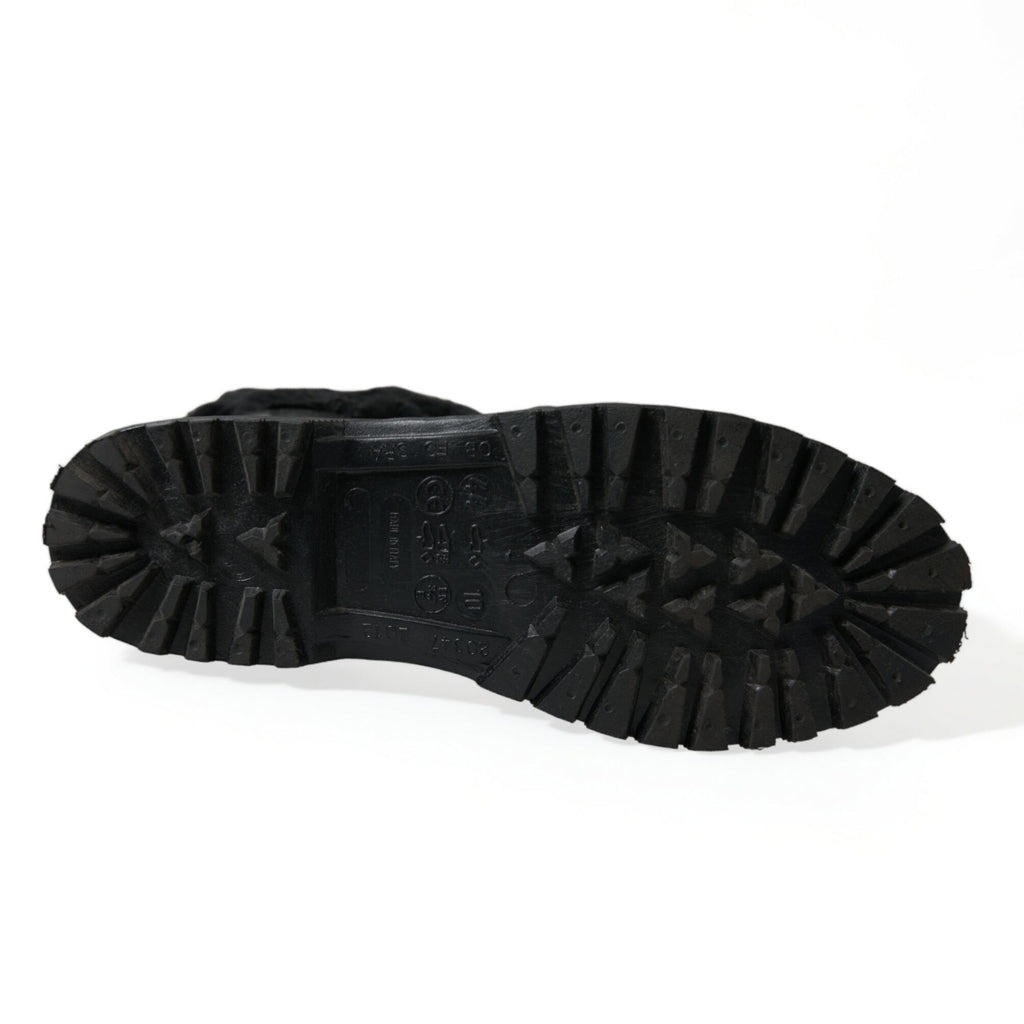 DOLCE & GABBANA Sleek Black Shearling Mid Calf Boots