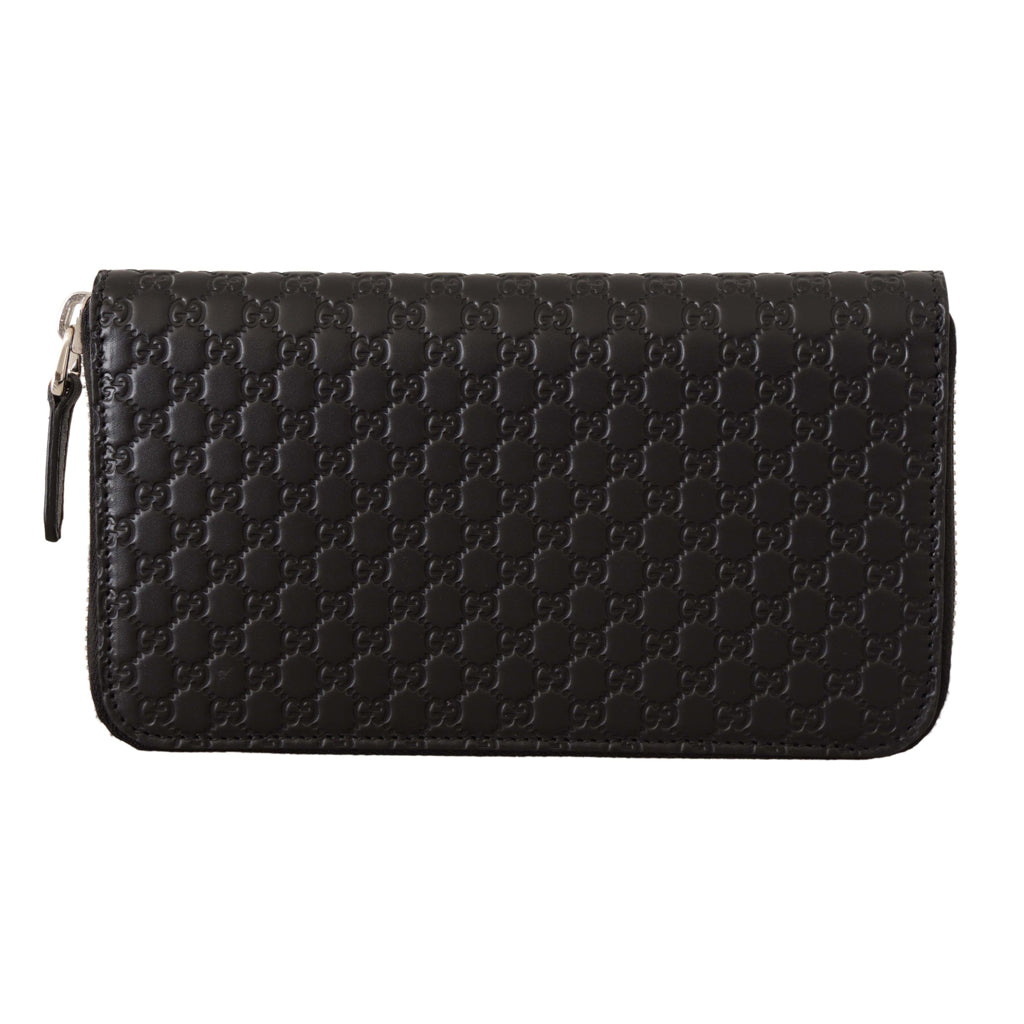 GUCCI - Elegant Black Leather Zip-Around Wallet