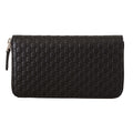 GUCCI - Elegant Black Leather Zip-Around Wallet