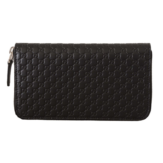 GUCCI - Elegant Black Leather Zip-Around Wallet