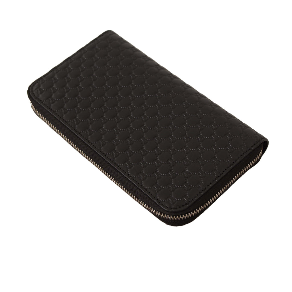 GUCCI - Elegant Black Leather Zip-Around Wallet