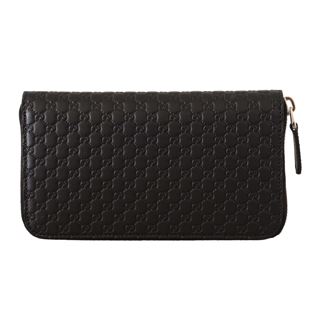 GUCCI - Elegant Black Leather Zip-Around Wallet