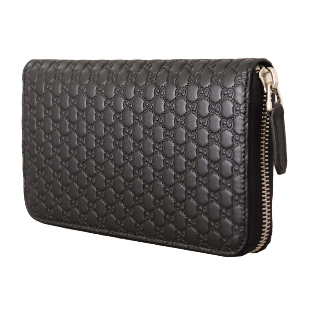 GUCCI - Elegant Black Leather Zip-Around Wallet