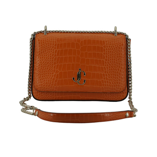 JIMMY CHOO Amber Orange Leather Shoulder Bag