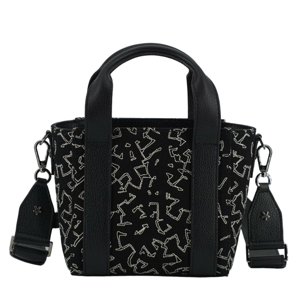 Jimmy Choo Black Leather and Canvas Small Tote Bag