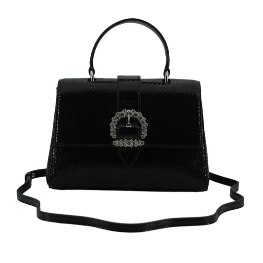 JIMMY CHOO Black Leather Top Handle Shoulder Bag