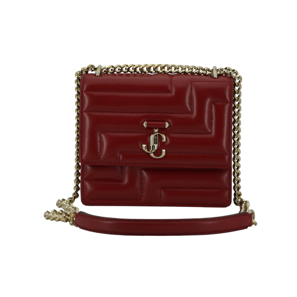 JIMMY CHOO Dark Red Leather Shoulder Bag