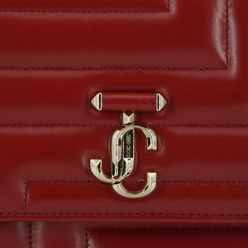 JIMMY CHOO Dark Red Leather Shoulder Bag