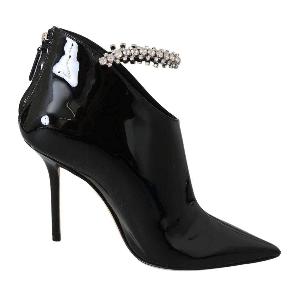 JIMMY CHOO Elegant Black Patent Heeled Boots