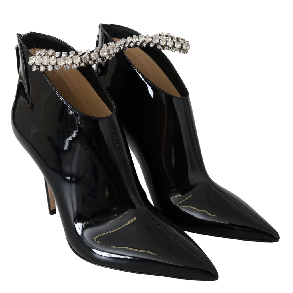 JIMMY CHOO Elegant Black Patent Heeled Boots