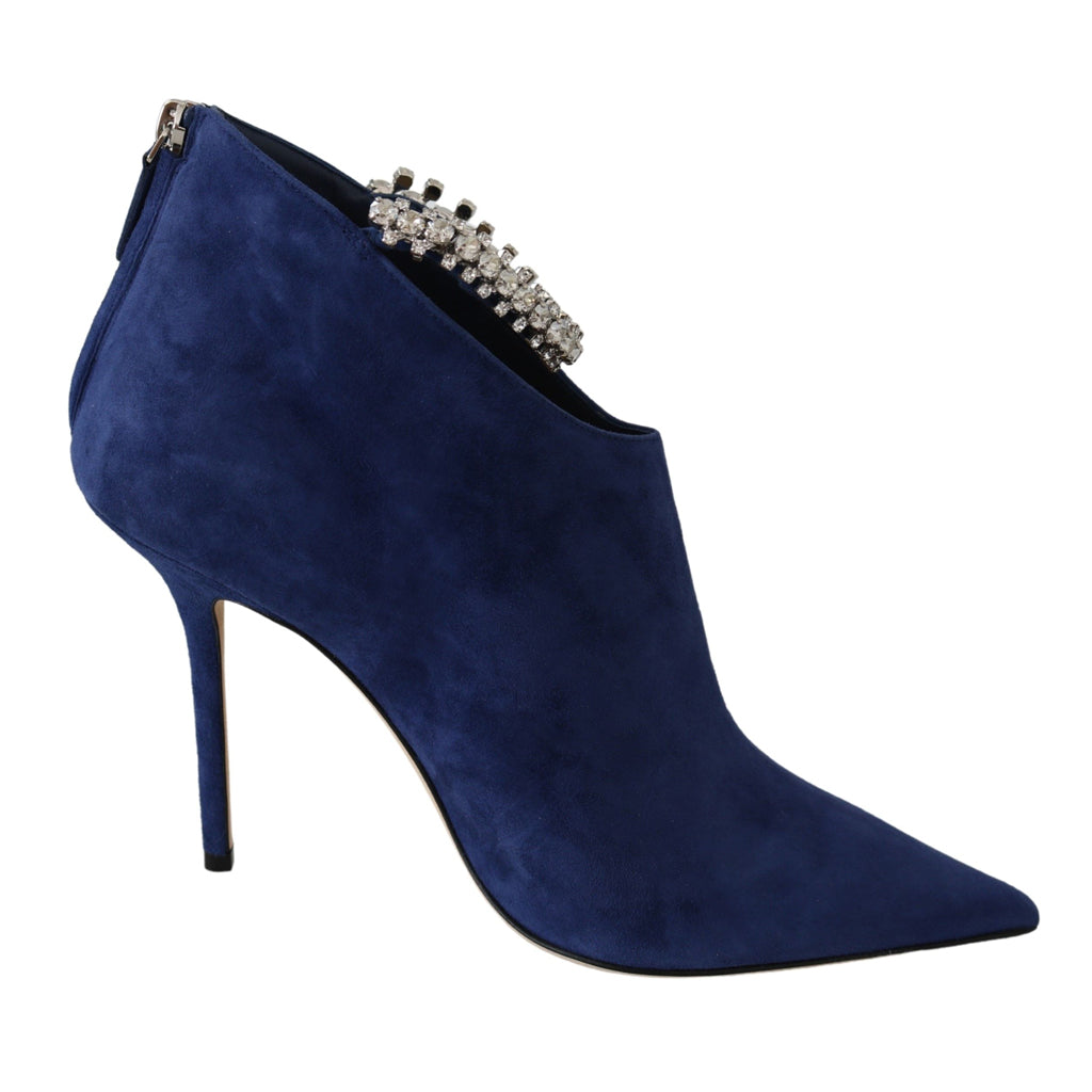 Jimmy Choo Pop Blue Crystal-Strap Heeled Boots
