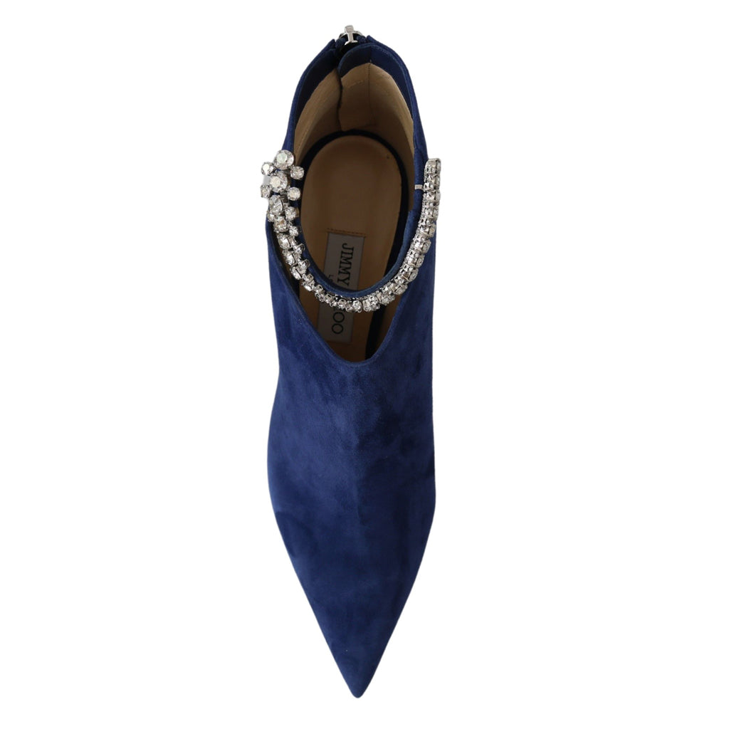 Jimmy Choo Pop Blue Crystal-Strap Heeled Boots