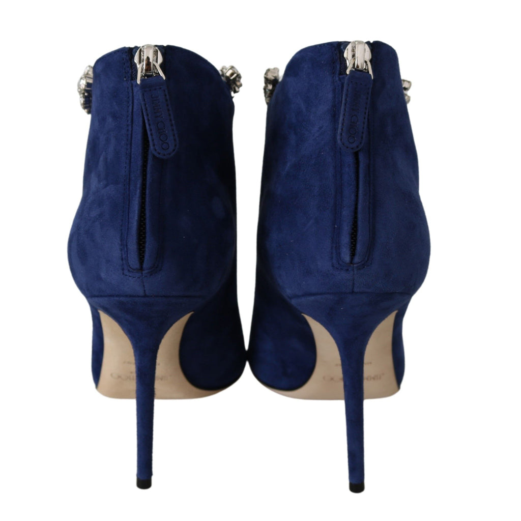 Jimmy Choo Pop Blue Crystal-Strap Heeled Boots