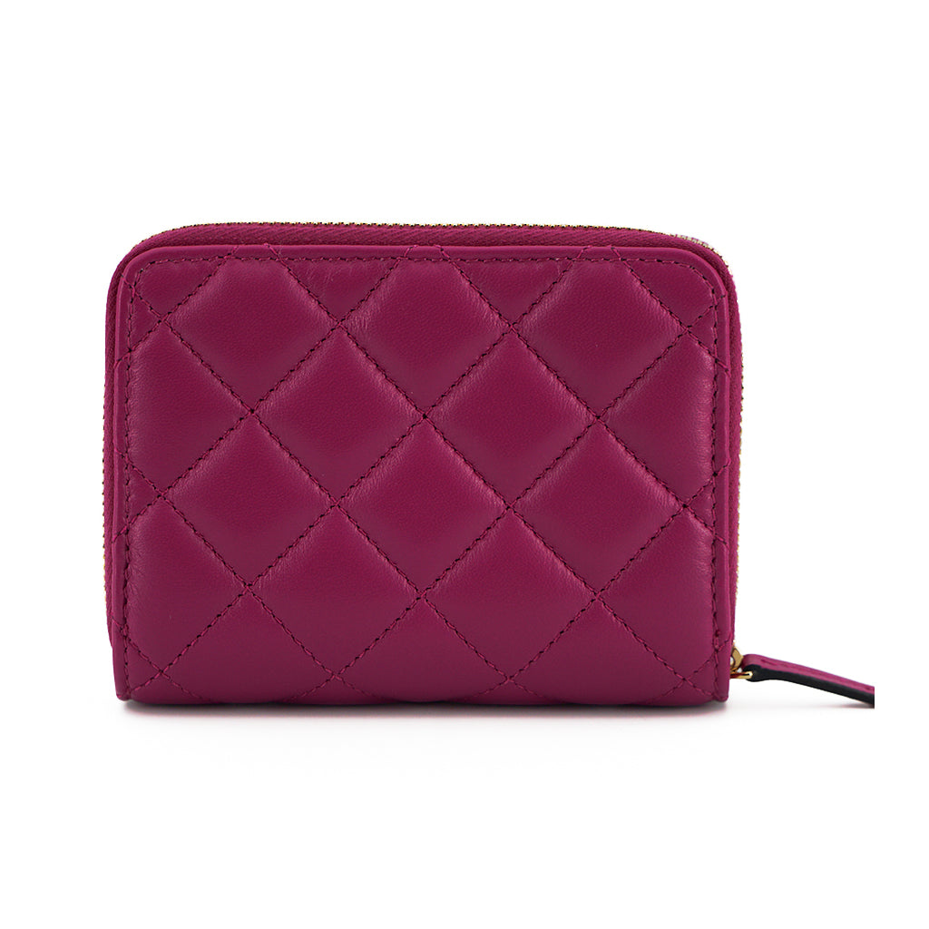 VERSACE Purple Nappa Leather Bifold Zip Around Wallet