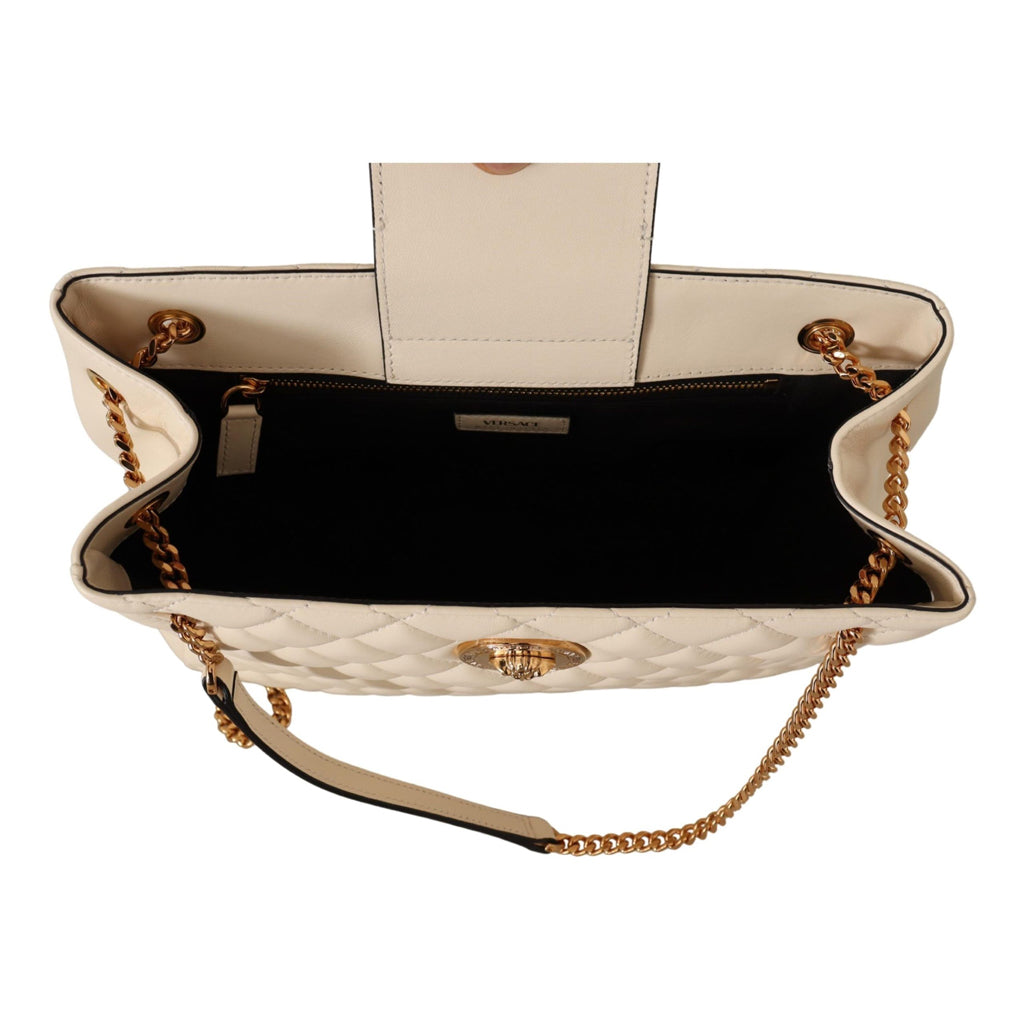 VERSACE White Nappa Leather Medusa Tote Bag