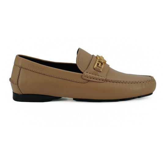 VERSACE Beige Calf Leather Loafers Shoes