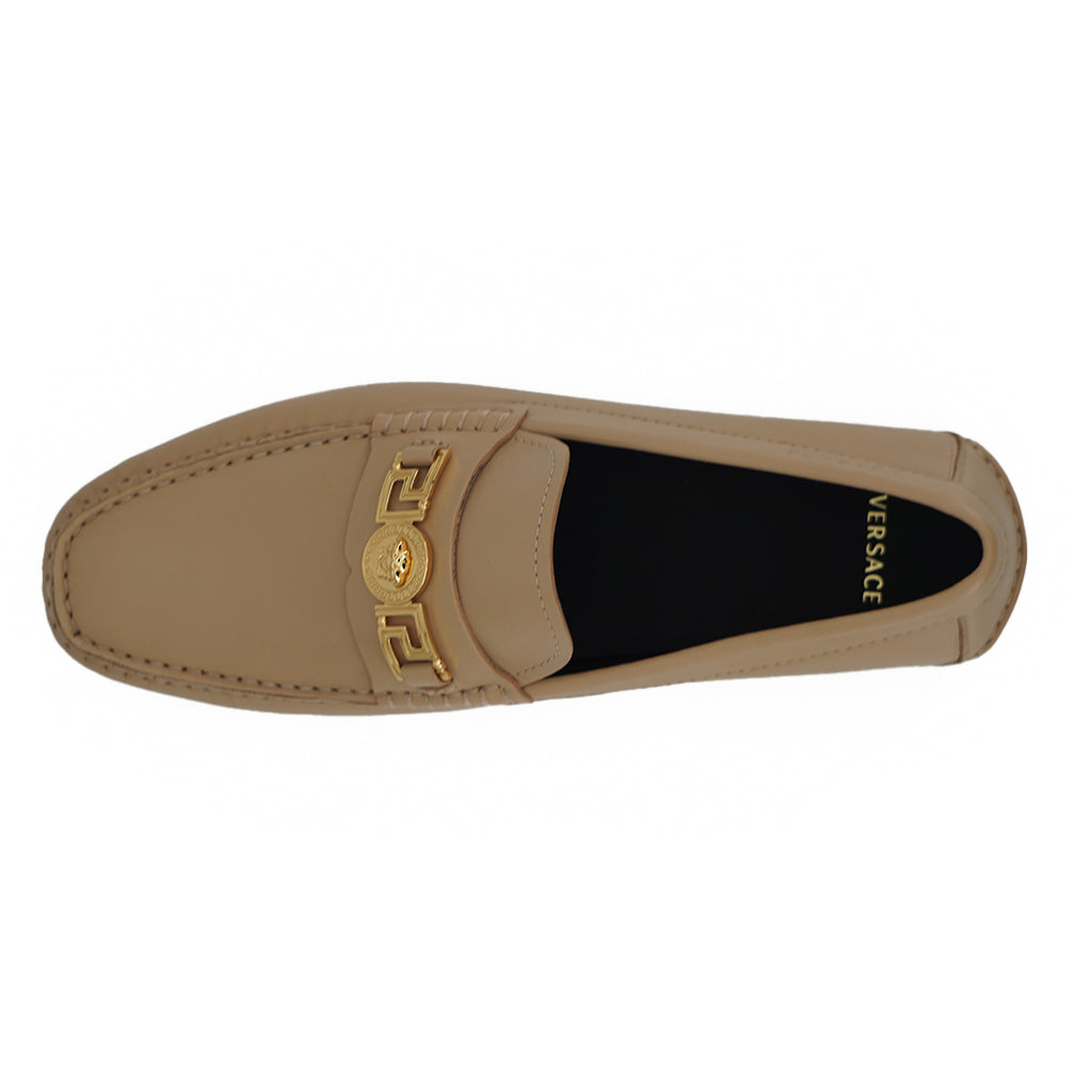 VERSACE Beige Calf Leather Loafers Shoes