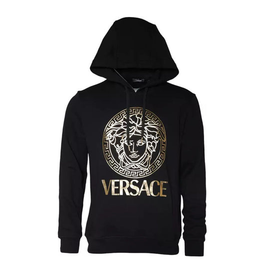 Versace - Black Medusa Print Cotton HoodiePullover Sweatshirt Sweater