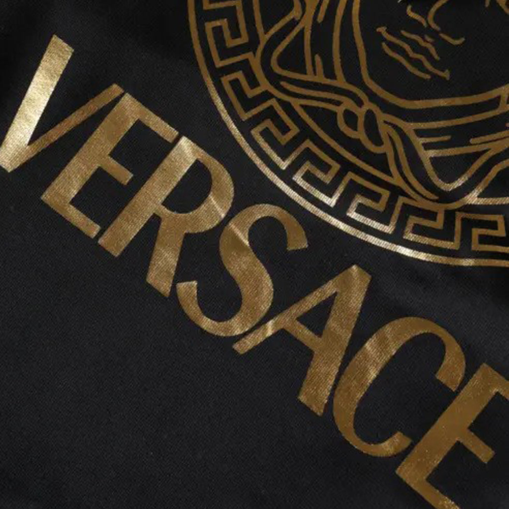 Versace - Black Medusa Print Cotton HoodiePullover Sweatshirt Sweater