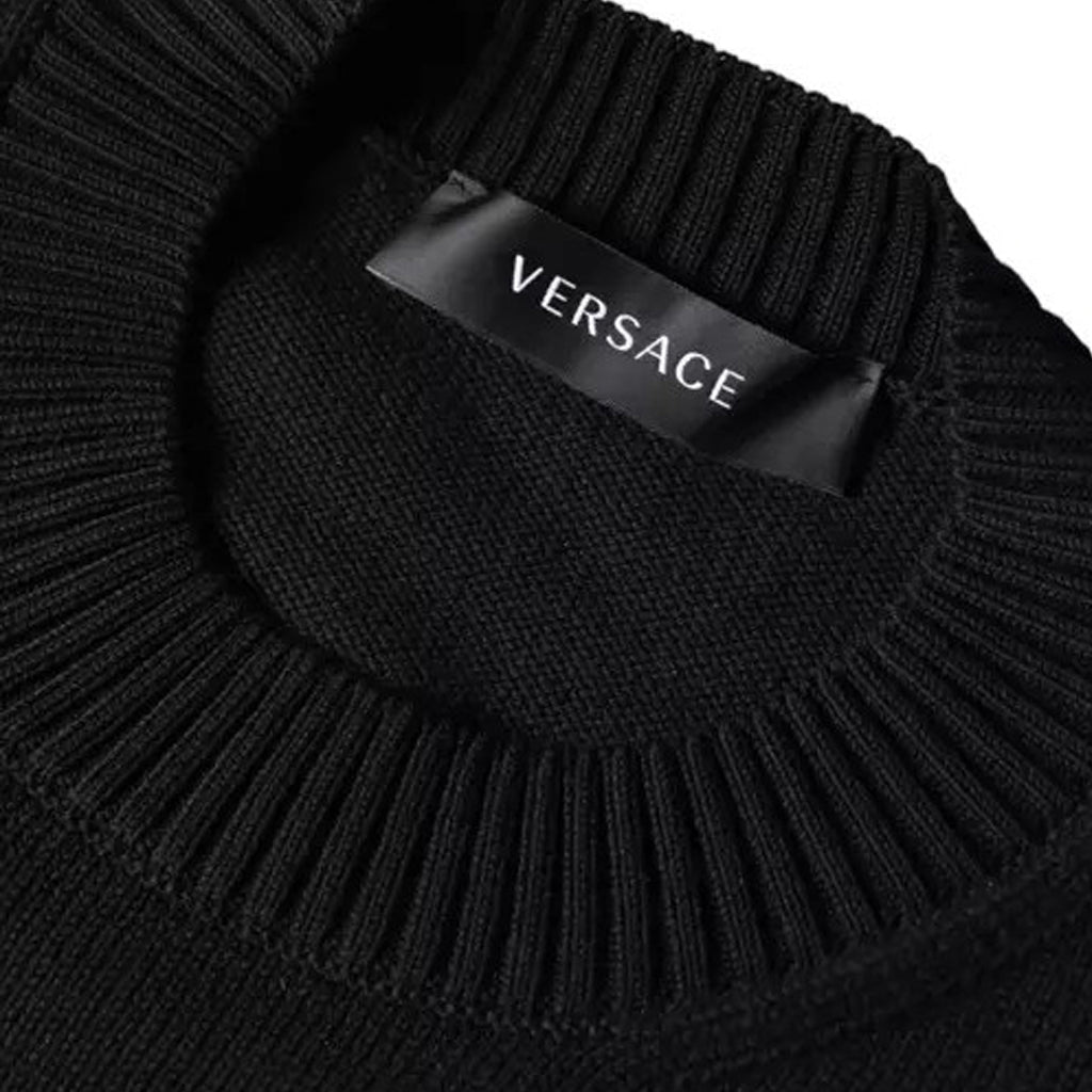 Versace - Black Medusa Embroidery Crew Neck Pullover Sweater