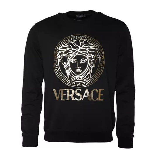 Versace - Black Medusa Fleece Cotton Crew Neck Sweatshirt Sweater