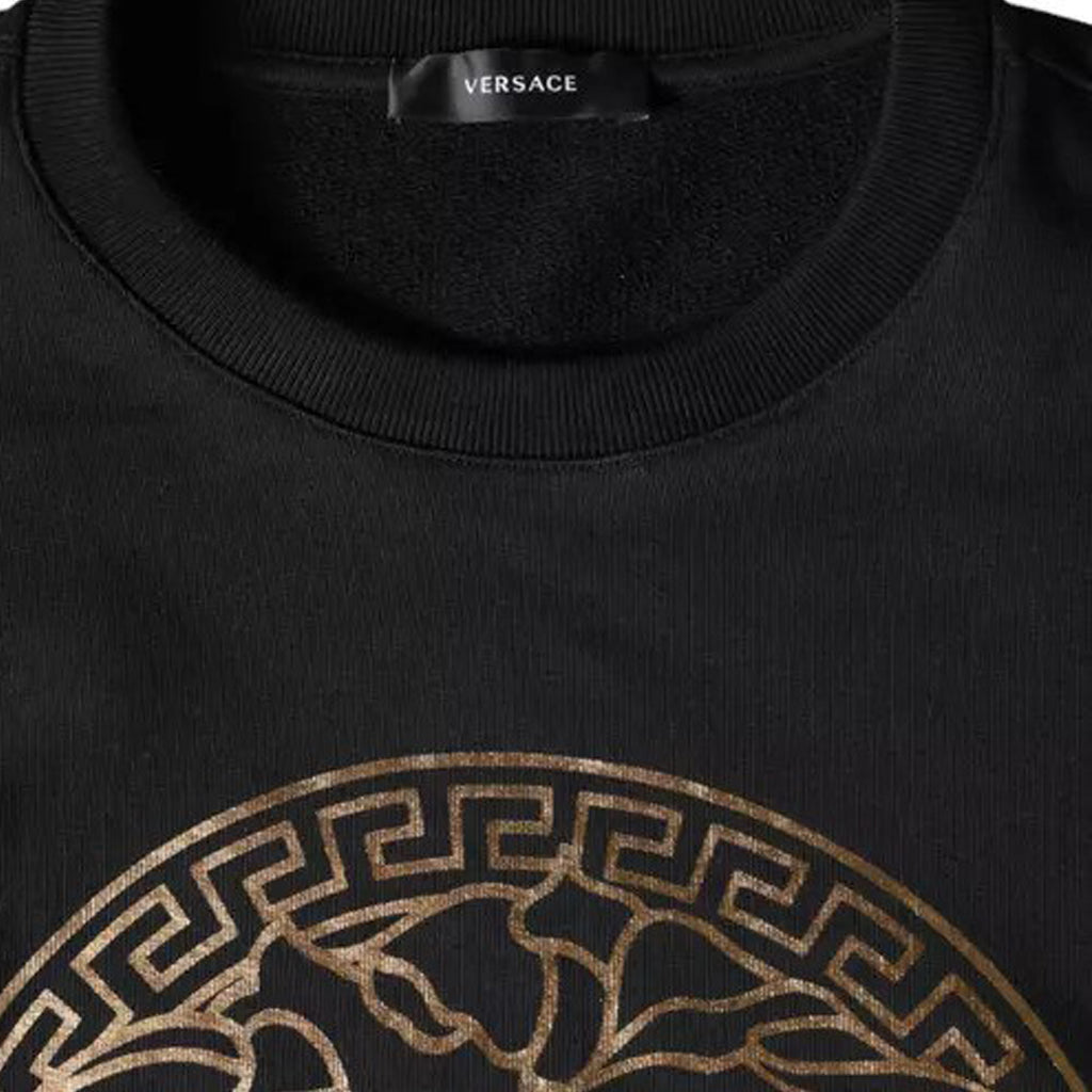 Versace - Black Medusa Fleece Cotton Crew Neck Sweatshirt Sweater