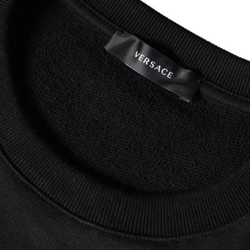 Versace - Black Medusa Fleece Cotton Crew Neck Sweatshirt Sweater